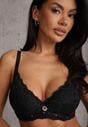 Sutien negru cu dantelă și funcție Push Up Wifia