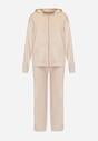 Set de trening din catifea de culoare bej deschis cu bluza și pantaloni largi Anelivs