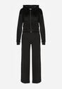 Czarny Komplet Dresowy z Welurowej Dzianiny Szerokie Spodnie i Krótka Bluza Avilti
