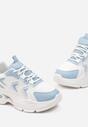 Biało-Niebieskie Sneakersy na Grubej Podeszwie z Metalicznymi Wstawkami Seta