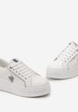 Sneakers Alb-Argintii cu Talpă Groasă și Decorațiuni cu Sclipici Pirola