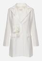 Sacou Rochie Alb cu Aplicatii 3D Florale si Inchidere cu Nasturi Lorira