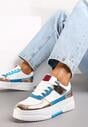 Biało-Niebieskie Brokatowe Sneakersy na Platformie z Ozdobnymi Wstawkami Faretta