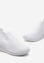 Białe Buty Sportowe z Elastyczną Cholewką na Małym Koturnie Etruda