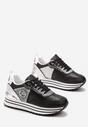 Sneakers Negri Sclipitori pe Talpă Groasă cu Șiret și Monogramă Miviena