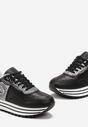 Sneakers Negri Sclipitori pe Talpă Groasă cu Șiret și Monogramă Miviena