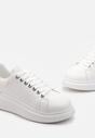 Białe Sneakersy na Platformie z Metaliczną Wstawką Sissis