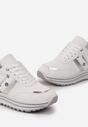 Białe Sneakersy z Dekoracyjnymi Wstawkami na Platformie w Paski Letorra