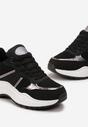 Czarne Sneakersy z Tłoczonego Materiału z Brokatowymi i Metalicznymi Wstawkami Thermia