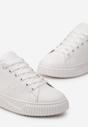 Białe Sznurowane Sneakersy z Metaliczną Wstawką i Żłobieniami Komparre