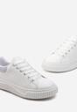 Biało-Fioletowe Sznurowane Sneakersy z Metaliczną Wstawką i Żłobieniami Komparre