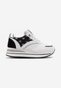 Biało-Czarne Sznurowane Sneakersy z Ekoskóry z Błyszczącymi Wstawkami Fiviara