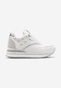 Sneakers Albi-Argintii cu Șiret din Piele Ecologică cu Inserții Strălucitoare Fiviara