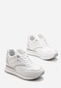 Sneakers Albi-Argintii cu Șiret din Piele Ecologică cu Inserții Strălucitoare Fiviara