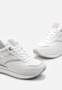 Sneakers Albi-Argintii cu Șiret din Piele Ecologică cu Inserții Strălucitoare Fiviara