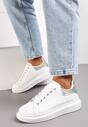 Sneakers Albi cu Inserție cu Sclipici și Pietre pe Talpă Groasă Mimivia