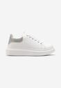 Sneakers Albi cu Inserție cu Sclipici și Pietre pe Talpă Groasă Mimivia