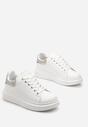 Sneakers Albi cu Inserție cu Sclipici și Pietre pe Talpă Groasă Mimivia