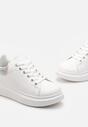 Sneakers Albi cu Inserție cu Sclipici și Pietre pe Talpă Groasă Mimivia