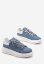Sneakers Albastru cu Inserție de Sclipici și Pietre pe Talpă Groasă Mimivia