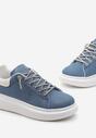 Sneakers Albastru cu Inserție de Sclipici și Pietre pe Talpă Groasă Mimivia