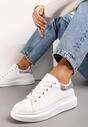Sneakers Albi cu Inserție cu Sclipici și Pietre pe Talpă Groasă Mimivi