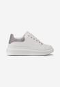 Sneakers Albi cu Inserție cu Sclipici și Pietre pe Talpă Groasă Mimivi