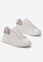 Sneakers Albi cu Inserție cu Sclipici și Pietre pe Talpă Groasă Mimivi