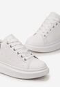 Sneakers Albi cu Inserție cu Sclipici și Pietre pe Talpă Groasă Mimivi