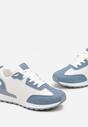 Biało-Niebieskie Sznurowane Sneakersy z Materiałowymi Wstawkami Aneril