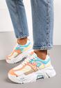 Sneakers Albi-Portocalii pe Platformă Decorați cu Aplicatie Nivaler