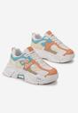 Sneakers Albi-Portocalii pe Platformă Decorați cu Aplicatie Nivaler