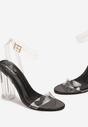 Czarne Transparentne Sandały na Słupku z Przeźroczystymi Paskami i Klamrą Eleriva