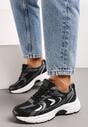 Sneakerși sport negri din imitație de piele cu barete decorative Vilirea