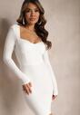 Biała Mini Sukienka Dopasowana z Usztywnianym Kwadratowym Dekoltem Olimpidia