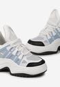 Biało-Niebieskie Sneakersy z Przeszyciami i Żłobieniami na Grubej Podeszwie Aviral