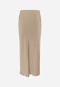 Bej Satin Fustă Maxi Talie Înaltă Formia