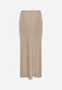Bej Satin Fustă Maxi Talie Înaltă Formia