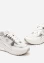 Sneakerși Albi din Piele Ecologică cu Plasă și Monogramă Decorativă Vitalera