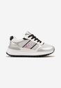 Sneakers Argintii cu Șireturi Sclipici și Plasă pe Talpă Groasă Leviria