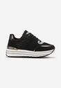 Sneakers Negri cu Sclipici pe Talpă Groasă Ornamentală Rilveia