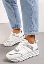 Sneakers Albi-Argintii cu Sclipici pe Talpă Groasă Decorativă Rilveia