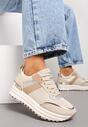 Sneakers bej cu sclipici pe talpă groasă decorativă Rilveia