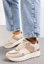 Sneakers bej cu sclipici pe talpă groasă decorativă Rilveia