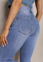 Niebieskie Dopasowane Jeansy z Efektem Push Up Ozdobione Przetarciami Eneria