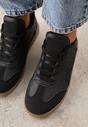 Sneakers Negri cu Cusături Decorative înainte de Glezne Redala