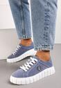 Niebieskie Sznurowane Sneakersy ze Skóry Breana
