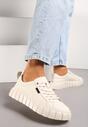 Sneakers bej cu platformă ștanțată din piele naturală Pelinea
