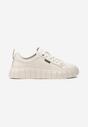 Sneakers bej cu platformă ștanțată din piele naturală Pelinea
