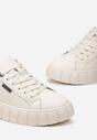 Sneakers bej cu platformă ștanțată din piele naturală Pelinea